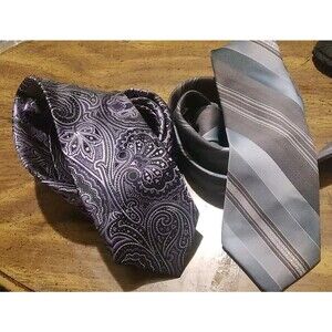 2 Neck Ties for men lot Carlo Mantini Striped And Paisley Print Unbranded